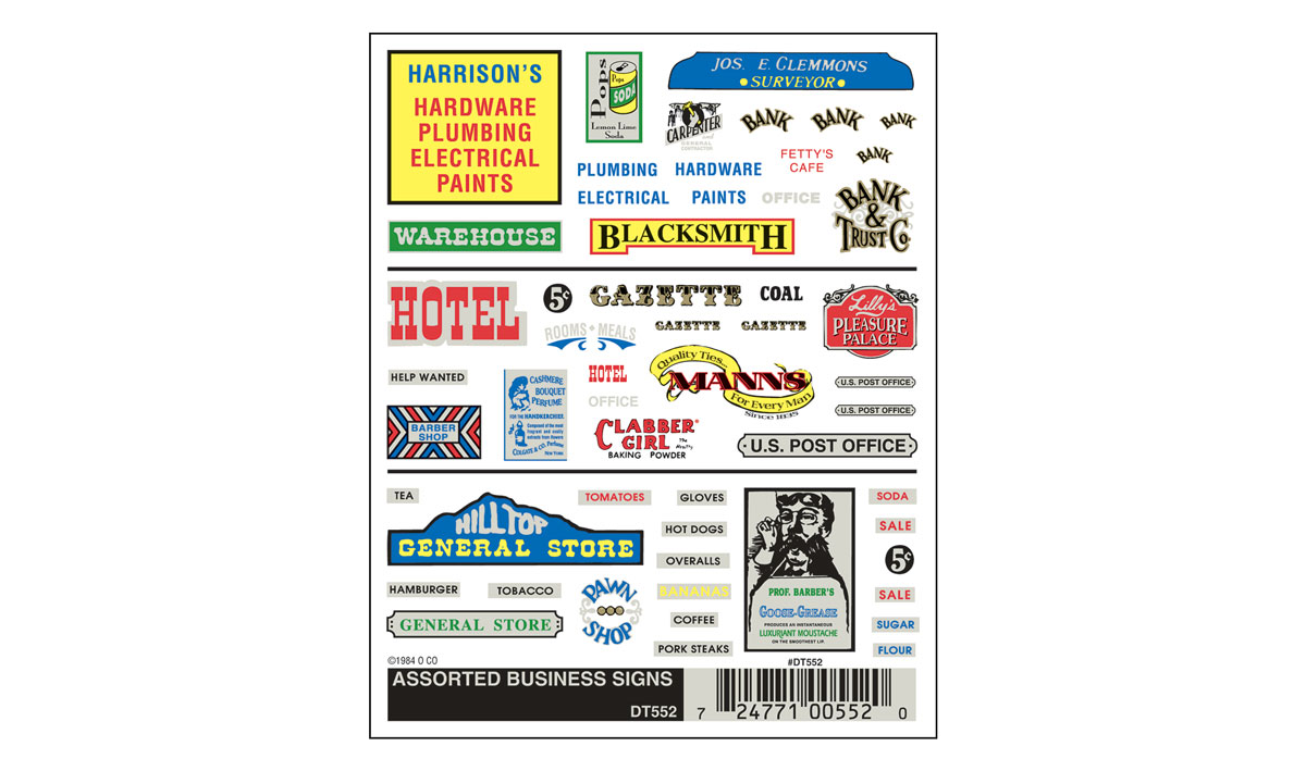Assorted Business Signs - One sheet: 4" x 5" (10