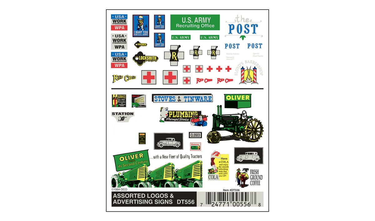 Assorted Logos and Advertising Signs - One sheet: 4" x 5" (10