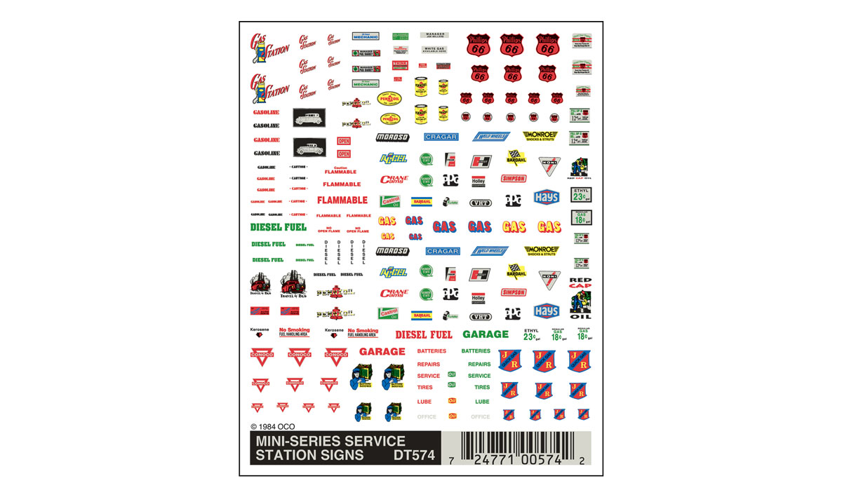 Mini-Series Service Station Signs - One sheet: 4" x 5" (10