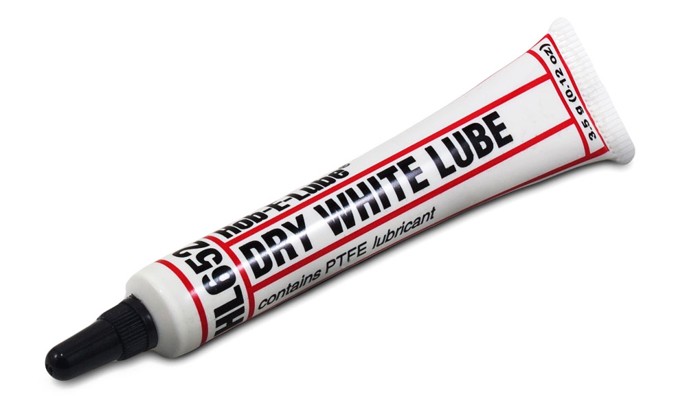 Dry White Lube - Dry White Lube, with PTFE lubricant, is white and non-staining