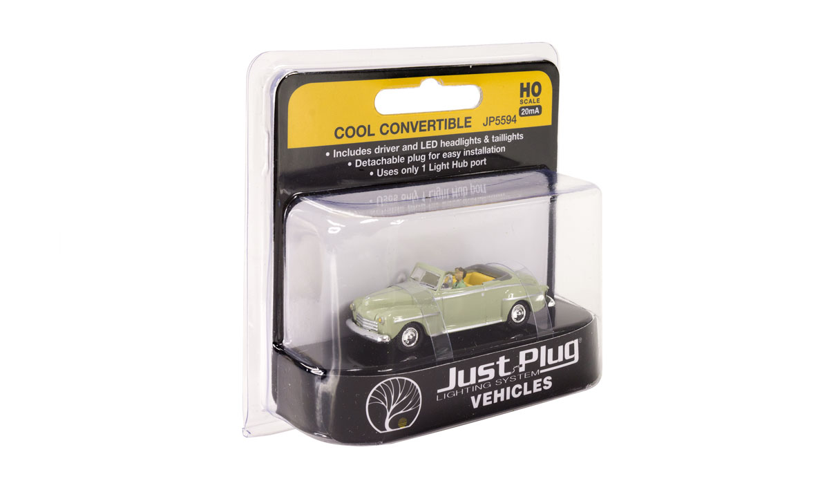 Cool Convertible - HO Scale - Rag-top down and summer in mind, this convertible is ready for a Sunday drive