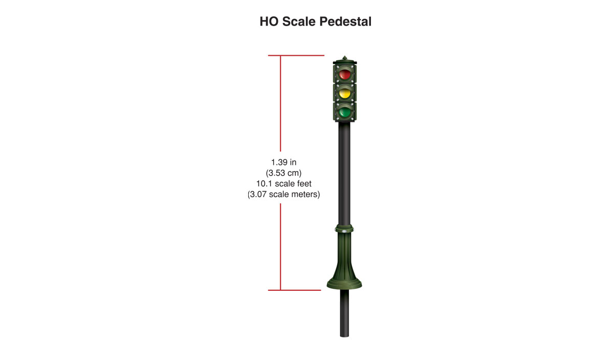 Pedestal Traffic Lights - HO Scale - The Pedestal Traffic Lights are single-faced and ideal for busy intersections in a downtown area