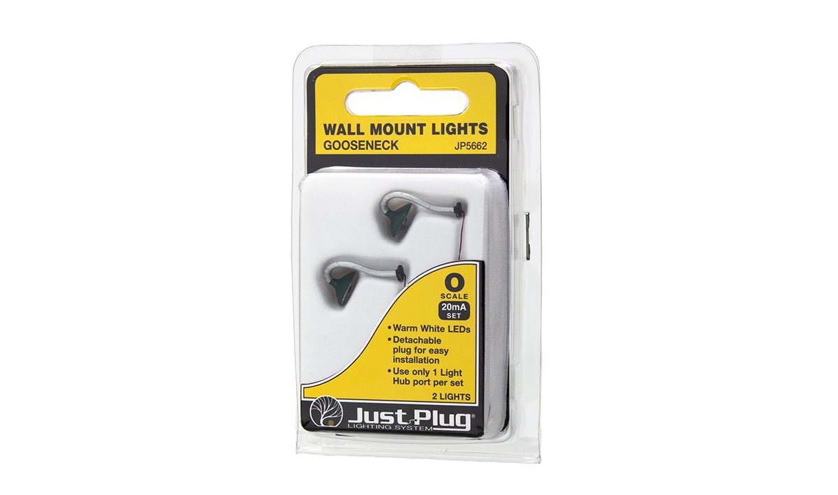 Gooseneck Wall Mount Lights - O Scale - Use on business structures and rural outbuildings, billboards, signs, factory docks and more
