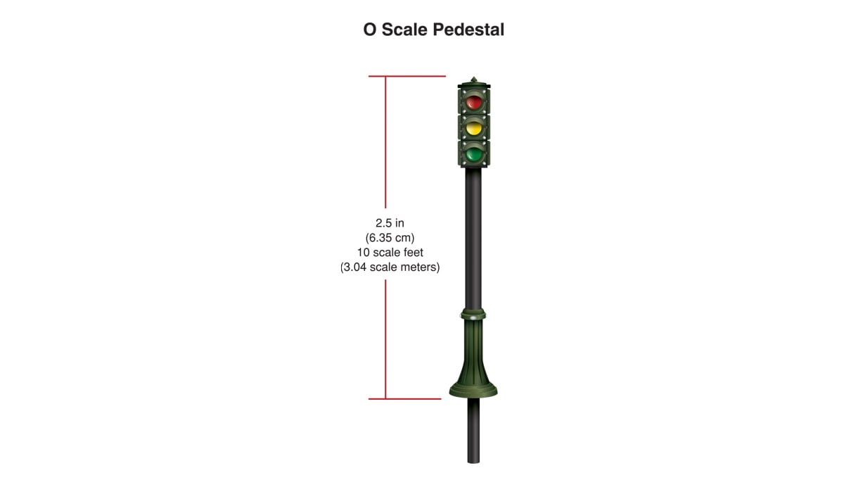 Pedestal Traffic Lights - O Scale - The Pedestal Traffic Lights are single-faced and ideal for busy intersections in a downtown area