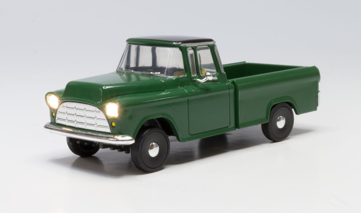 Green Pickup - O Scale - This little pickup still has a few thousand miles left and is up for anything