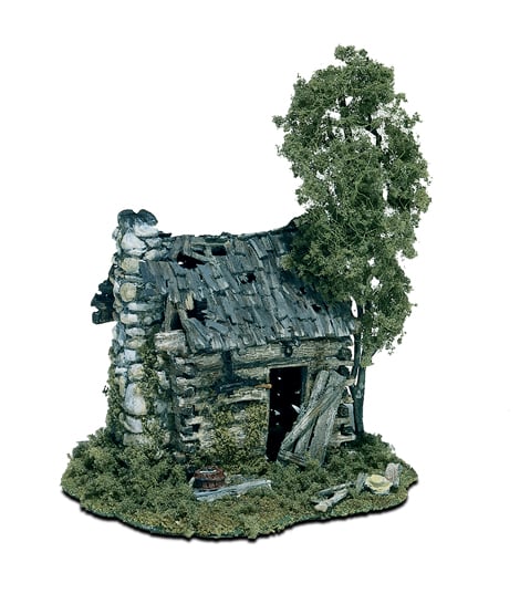 Abandoned Log Cabin HO Scale Kit - You&rsquo;ll find this cabin along any old rail line or tucked up in the hills