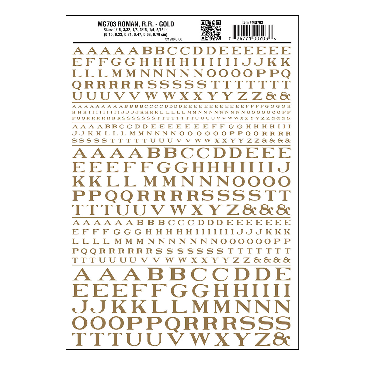 NEW Woodland Train Decal Sheet Roman R.R Letters White 1/16-5/16" MG702