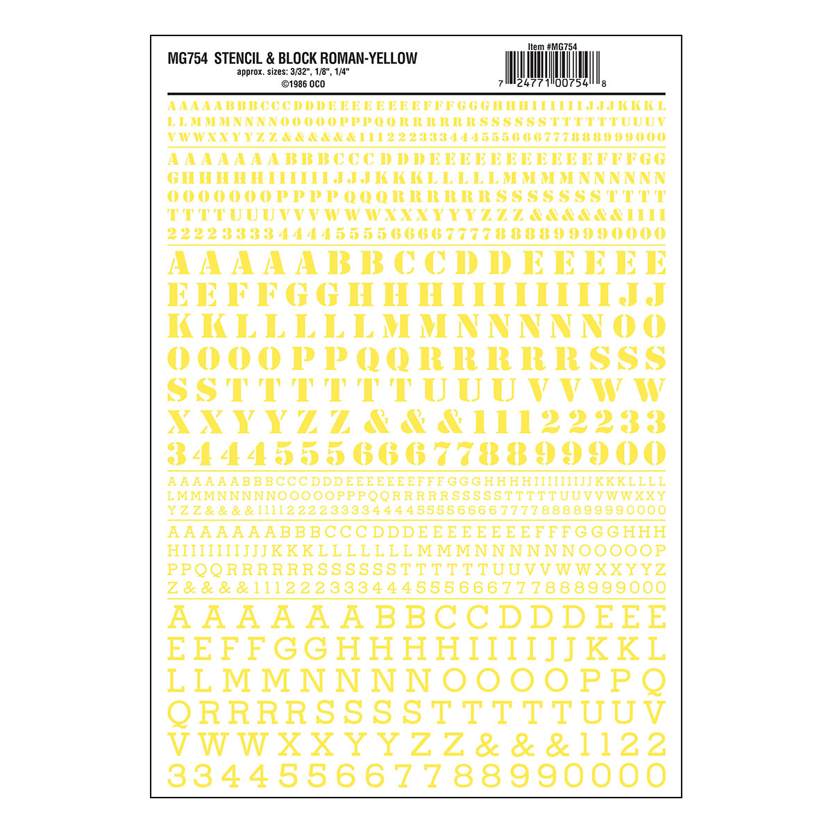 Stencil & Block Roman Yellow - Package contains one sheet: 5 5/8" x 8 1/4" (14