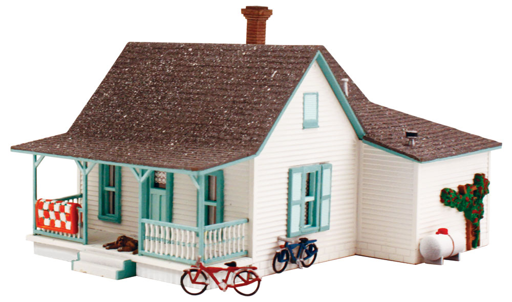 Country Cottage - HO Scale Kit - Model Grandma and Grandpa's cozy cottage, a young family's first home or give this vintage Victorian cottage the run-down look of an abandoned shack