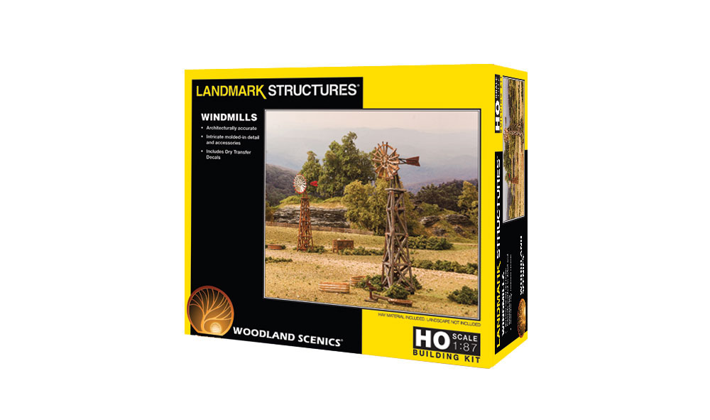 Windmills - HO Scale Kit - Build two windmills, painted to your specifications