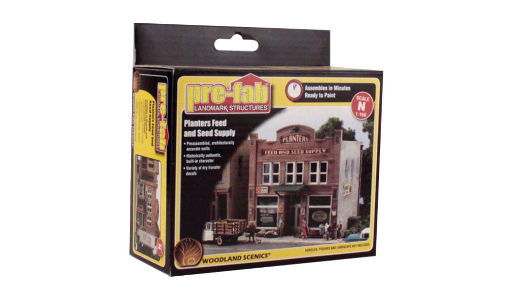 Planters Feed and Seed Supply - N Scale Kit - Planters Feed and Seed Supply presents a vintage agricultural center where farmers and rural residents could find everything from corn seed to stock poultry
