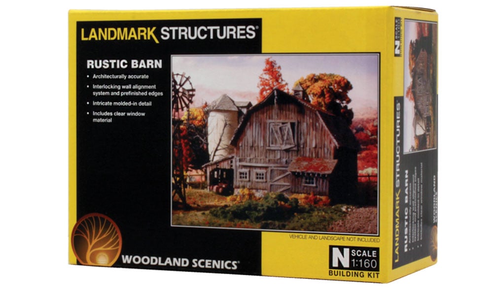 Rustic Barn - N Scale Kit - This is a stunning representation of a traditional gambrel barn with concrete silo seen coast to coast throughout the American landscape