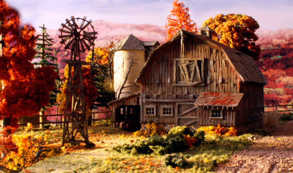 Rustic Barn - N Scale Kit - This is a stunning representation of a traditional gambrel barn with concrete silo seen coast to coast throughout the American landscape