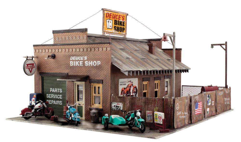 Deuce's Bike Shop - O Scale Kit - Spice up the 'seedy' side of your town with a dash of historical flare