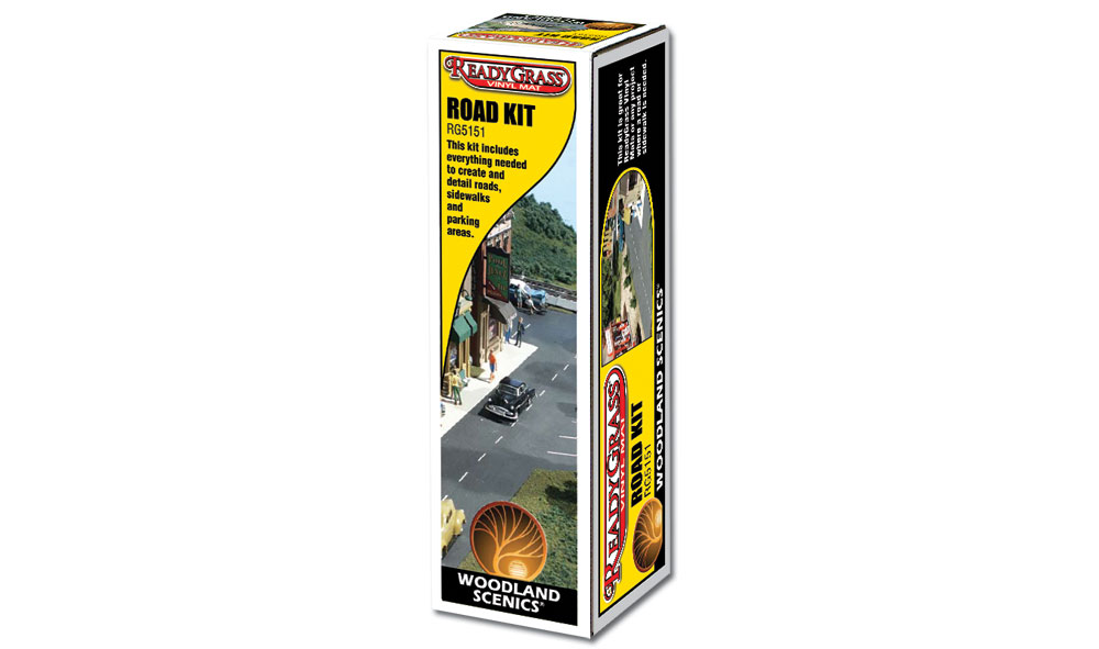 Road Kit - This kit includes everything needed to create and detail roads, streets, sidewalks and parking areas: Foam Brush, Road Ruler/Scraper, Striping Pin, Road and Parking Area Paint, and Sidewalk Paint