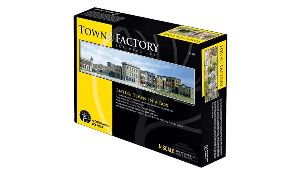 Town and Factory Building Set<sup>™</sup> - N Scale Kits - A collection of 13 individual, architecturally detailed N scale building kits