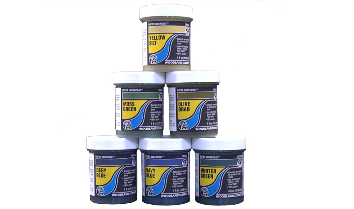Water Undercoat™ - Specially formulated to represent authentic colors on the Forel-Ule Scale, Water Undercoat lays a base for creating dark depths to shallow shorelines, and underwater scenes for any aquatic ecosystem