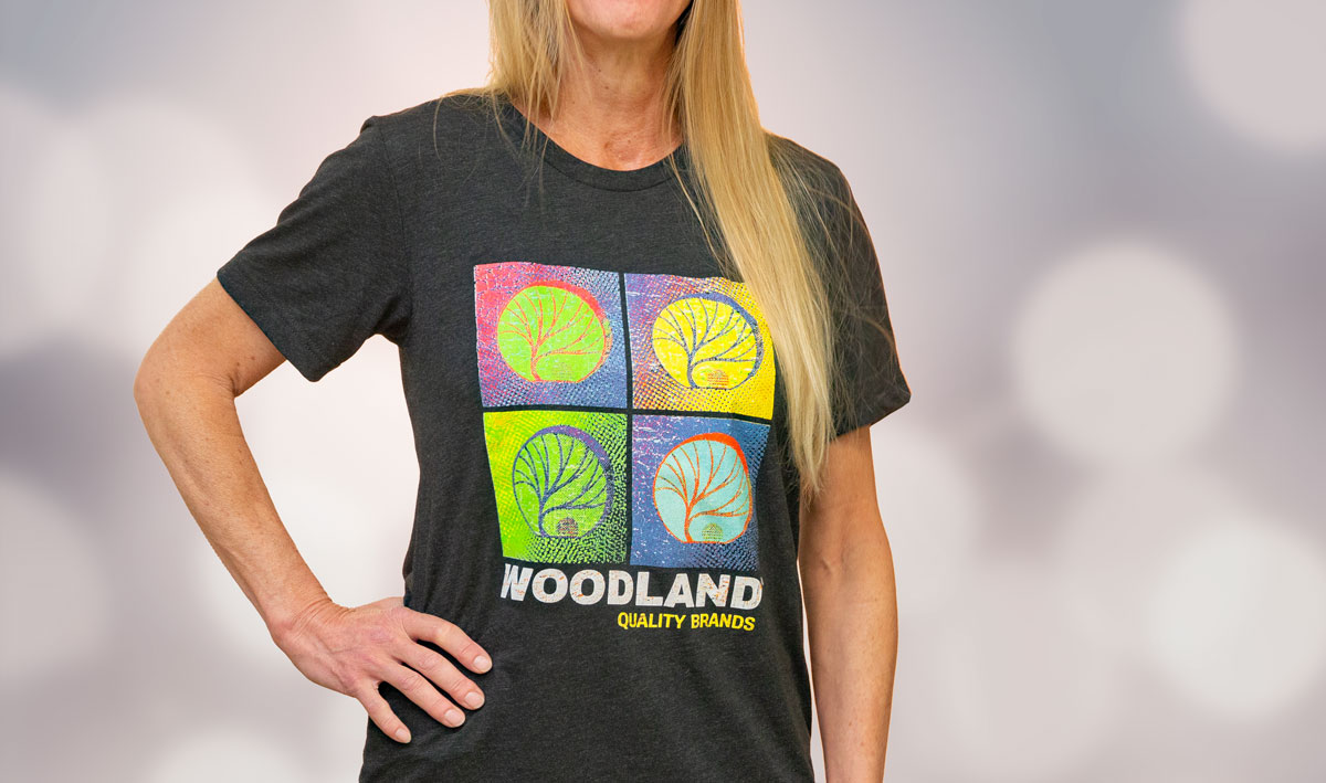 Woodland Logo T-Shirts - Make a Scene with this artistic Woodland Quality Brands T-shirt! A nod to iconic pop art culture, this colorful T-shirt is a great addition to your wardrobe