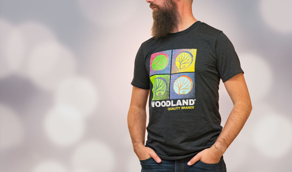Woodland Logo T-Shirts - Make a Scene with this artistic Woodland Quality Brands T-shirt! A nod to iconic pop art culture, this colorful T-shirt is a great addition to your wardrobe
